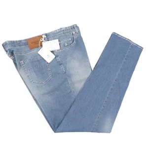 Luigi Borrelli Napoli Sanded Lighter Blue Lightweight Denim Jeans 42 NWT - Picture 1 of 9