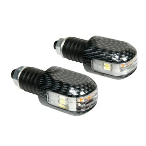 COPPIA STABILIZZATORI A LED 12V CARBON PER MOTO BILANCIERI MANUBRIO INDICATORI  - Foto 1 di 3