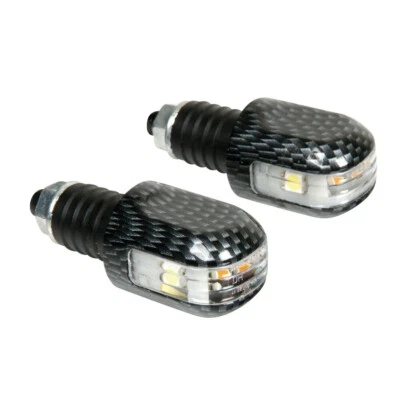 COPPIA STABILIZZATORI A LED 12V CARBON PER MOTO BILANCIERI MANUBRIO INDICATORI  - Immagine 1 di 3