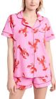 Bedhead - S//S Knit Shorty Pajama Set - Lobster Fest Pink & Red - Large