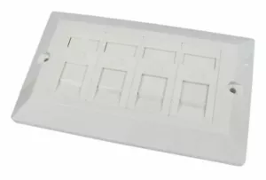 RJ45 Faceplate Wall Socket Cat6 Ethernet Double Gang 4 Port with Euro Modules - Picture 1 of 2