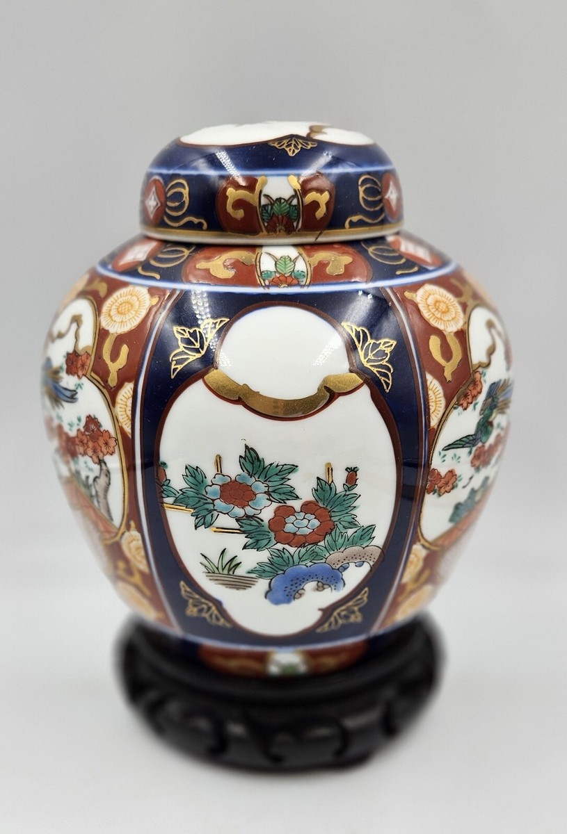 中国風人物画陶器花瓶 中国の陶器のつぼみの花瓶生姜の瓶、蓋付き、プロフェッショナル