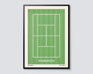 Wimbledon Grand Slams Print, Minimalist Graphic Tennis Poster, Wall Art Decor, - Picture 1 of 5