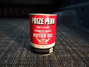 Vintage 1950's Prize Penn Pennsylvania One Quart Motor Oil Metal Can FULL NOS - Picture 1 of 12