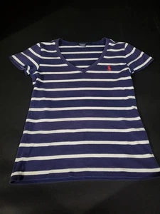 Polo Ralph Lauren Damen T-Shirt marine/weiß gestreift Größe M. Rotes Pony - Bild 1 von 6