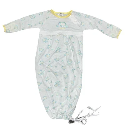 Vintage Baby Dior Layette Sleep Gown NB to 13lbs White Yellow Sheep Ribbon Sacks - Image 1 of 4