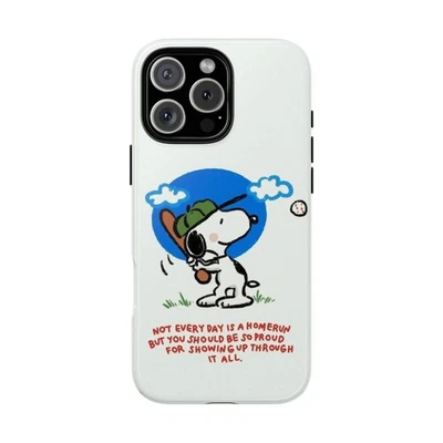 Linda Funda de Béisbol Snoopy para iPhone, Funda de Teléfono con Cotización Positiva Foto 1 de 3