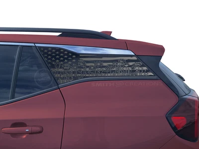 Fits 2018-2025 GMC Terrain Window Distressed American Wildflowers Vinyl Decal Foto 1 de 3