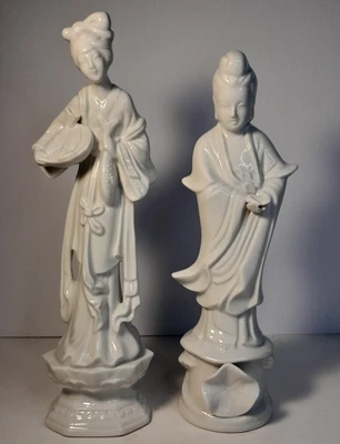 Estátuas de porcelana chinesas de mulher e guanyin (Kwan Yin) - Imagem 1 de 4
