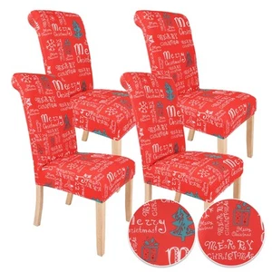 Chair Covers for Dining Room Set of 4, Stretch Printed Chairs Slipcover, Wash... - Picture 1 of 9