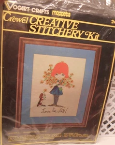 NOS Vogart Crafts Crewel Embroidery Picture Kit MOPPETS #2471 Mod 1970's Girl - Picture 1 of 1