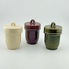 The Original Kitchener Egg Cup Coddler Purple Ivory Olive Green England Set of 3