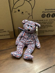 Ty Beanie Babies: USA The Bear - New - With Tag Protector - Picture 1 of 5