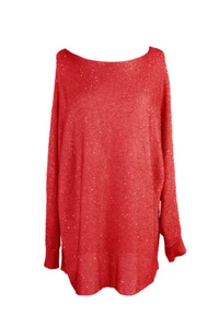 Alfani Red Metallic Sequin Dolman Sweater L - Picture 1 of 2