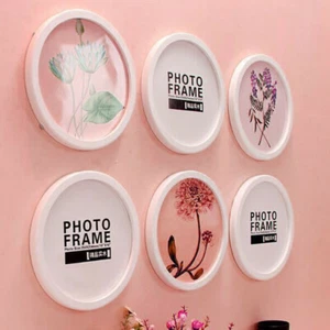 5"-12" Moderner Runder Fotorahmen Holz Hängend Bilderhalter Schlafzimmer Dekoration - Bild 1 von 6