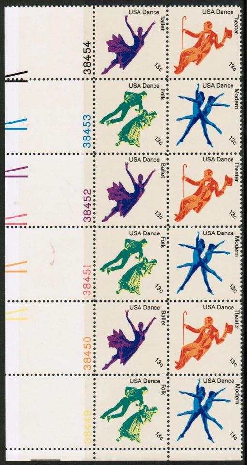 US USA Sc# 1752a MNH FVF PLATE# BLOCK Dance Ballet Theater Cowboy Two Step - Image 1 of 1