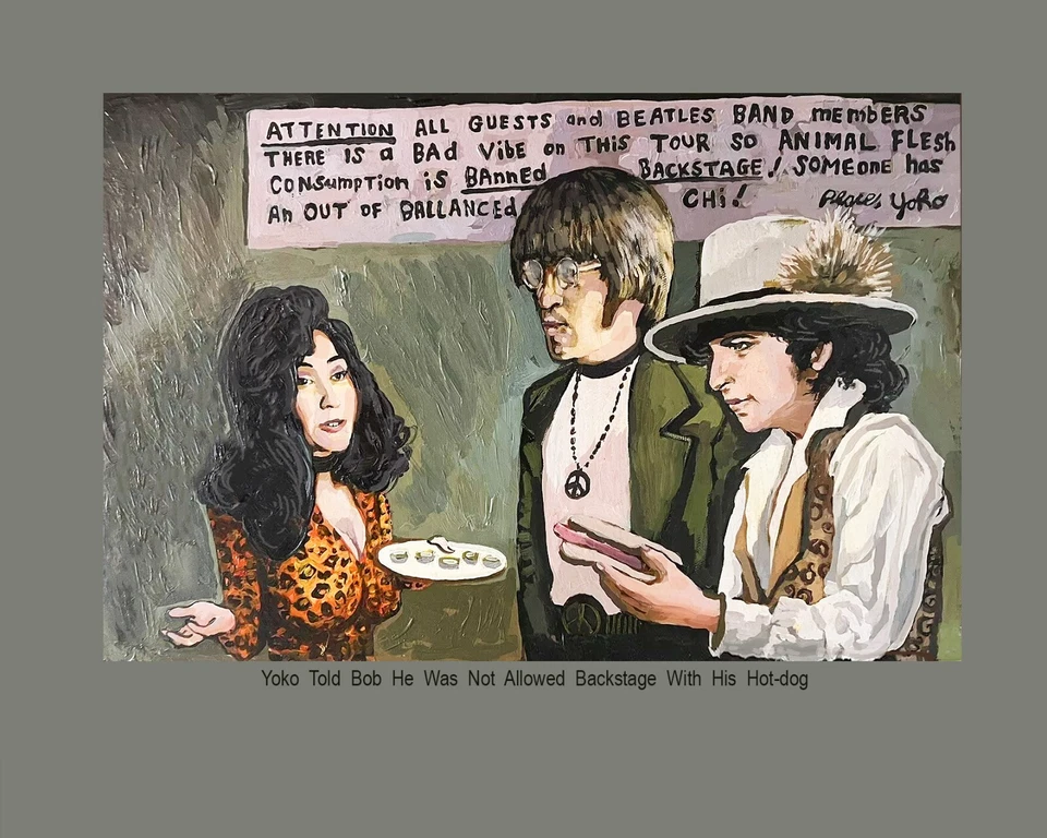 ¡OFERTA! 'YOKO, BOB DYLAN, PERRO' Bob Dylan arte, 8x10 por KATA BILLUPS (celeb. compradores) Foto 1 de 1