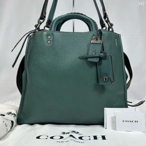 COACH Rogue 20 Glovetanned Pebble Leather Satchel Tote Bag Brown Gold Used - Picture 1 of 15