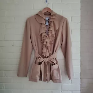 Marc Bouwer Tan Zip Jacket W/Removable Collar Belted Sz Small - Picture 1 of 11