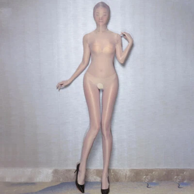 Para mujeres Aceite Brillante Bodystocking Zentai Mono Máscara Capucha Body Gato Foto 1 de 4