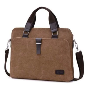 Canvas Handbag Men Briefcase 14 inch Laptop Bag Shoulder Bag Messenger Bag - Picture 1 of 7