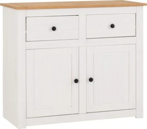 PANAMA WHITE / NATURAL WAX PINE 2 DOOR 2 DRAWER SIDEBOARD - Picture 1 of 8