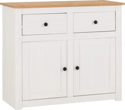 PANAMA WHITE / NATURAL WAX PINE 2 DOOR 2 DRAWER SIDEBOARD - Image 1 of 4
