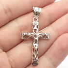 925 Sterling Silver Vintage Brutalist Jesus Crucifix Cross Pendant