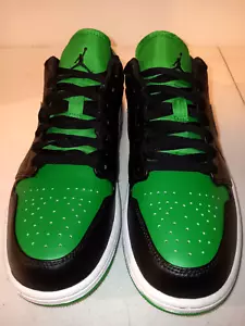 Nike Air Jordan 1 Low Black Lucky Green Men's Shoes Sneakers Size 10 EXCELLENT - Picture 1 of 9