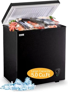 Chest Freezer 5.0 Cu.Ft Black Compact Freezer, Manual Defrost Deep Freezer with  - Picture 1 of 12