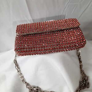 Oroton Pink/Coral Austrian Crystal Clutch - Purse - Crossbody - 3x6 - Rare Style - Bild 1 von 6