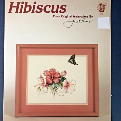 Hibiscus Counted Cross Stitch Chart Janet Powers Watercolors Green Apple Co 563 - Image 1 of 4