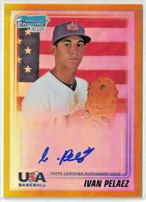2010 年 BOWMAN CHROME 选秀 IVAN PELAEZ 签名金色反光卡 #D 37/50 美国棒球 — 第 1/2 张图片