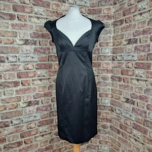 MISS SIXTY Dress Black Satin Y2K Size Large Stretch Knee Length Cap Sleeve - Picture 1 of 12