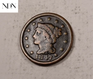 1847 geflochtenes Haar großer Cent - fein (F) - #LC251 - Bild 1 von 3