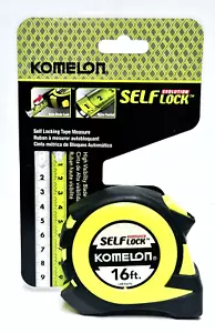 Tape Measure Self Locking 16 ft. Komelon Yellow Compact Durable Measuring Tool - Picture 1 of 2