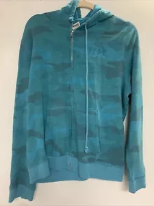 Victoria Secret Pink Blue Camo Full Zip Up Hoodie, Women’s Xxl - Picture 1 of 5