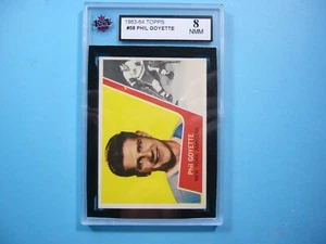 1963/64 TOPPS NHL HOCKEY CARD #58 PHIL GOYETTE KSA 8 NM/MINT SHARP!! GORDIE HOWE - Picture 1 of 5