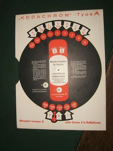 Kodak Kodachrom Type A Tageslicht Tabelle einstellbar 40/50er jahre - Bild 1 von 2