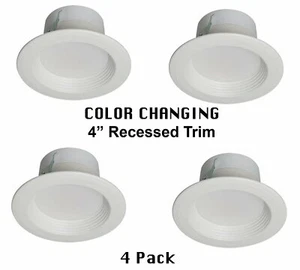 4 In. LED White Recessed Retrofit Downlight With Changing Wattage 4 Pack - Picture 1 of 4