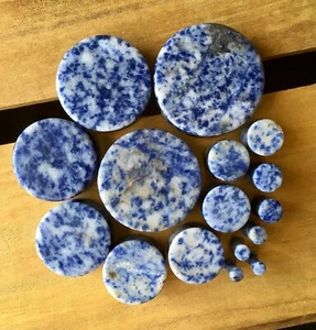 PAIR Blue Spot Jasper Organic Stone Plugs Gauges - up to 38mm available!  - Picture 1 of 6