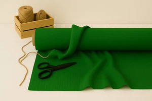Green (web) Cotton-Linen Fabric by the Yard – Ideal for Crafts, Fashion & Decor - Picture 1 of 10