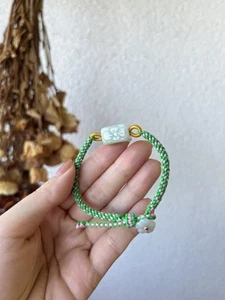 Natural Carved Jadeite Beads Hand Woven Healing Women Bracelet Gifts - Picture 1 of 6