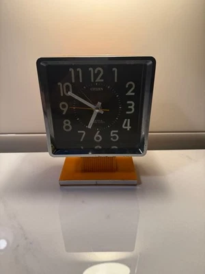 CITIZEN 2 Jewels Retro Alarm Clock Orange Base Showa Era Wind-Up - Image 1 of 4