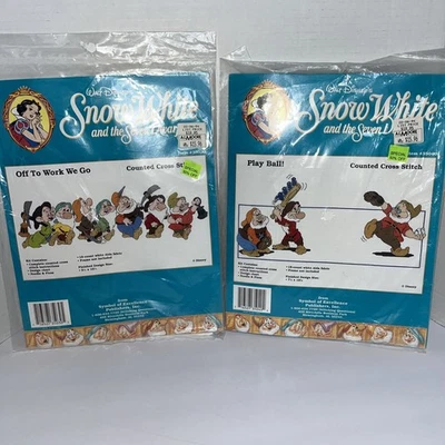Vintage Disney's Snow White Seven Dwarfs 2pc Lot Cross Stitch Kits #35040 #35030 - Image 1 of 4