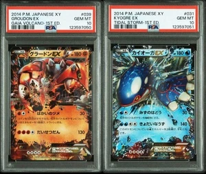 PSA 10 Kyogre EX #031 Groudon EX #039 1st Ed Japanese Pokémon Sequential Set - Picture 1 of 7