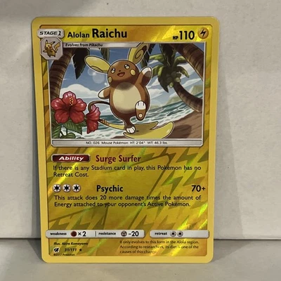 Alolan Raichu 31/111 Reverse Holo Rare Crimson Invasion Pokemon Card - Image 1 of 2