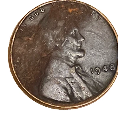 1948-P LINCOLN WHEAT PENNY (DIE CRACK THROUGH LINCOLN HEAD) MISSING LIBERTY - Image 1 of 3