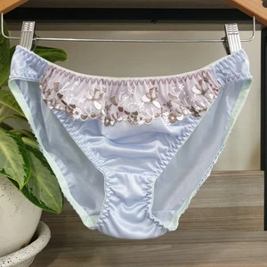 Silky Nylon Panty Sheer Bluish Purple Bikini Sissy Lace Brief Sz. 7-8 Hip 38-42" - Picture 1 of 15