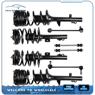 Front & Rear Complete Strut Assemblies + Sway Bar For 2000-07 Ford Taurus 4 Door Foto 1 de 4